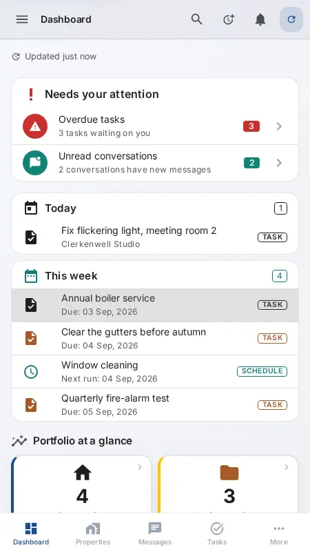 The EMALINO app on a phone and in a browser, showing the same home
